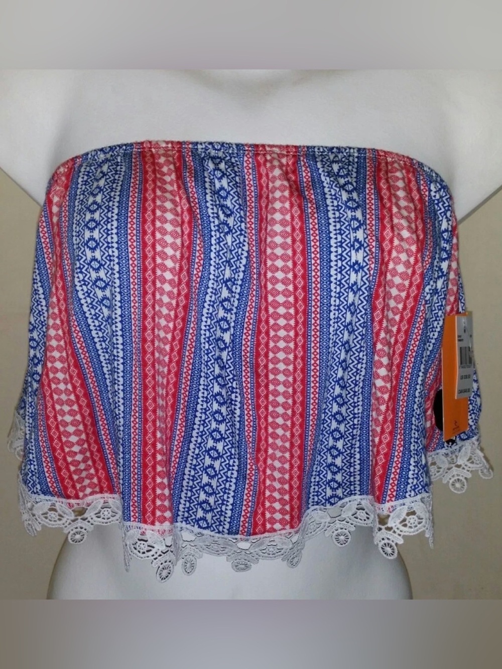 RIP CURL STARDOM TUBE TOP RED-WHITE-BLUE Size Large NEW WITH TAGS, 4th of July!